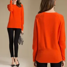 Козий кашемир женский модный пуловер базовый приталенный свитер средней длины с круглым вырезом Бежевый Коричневый S-4XL