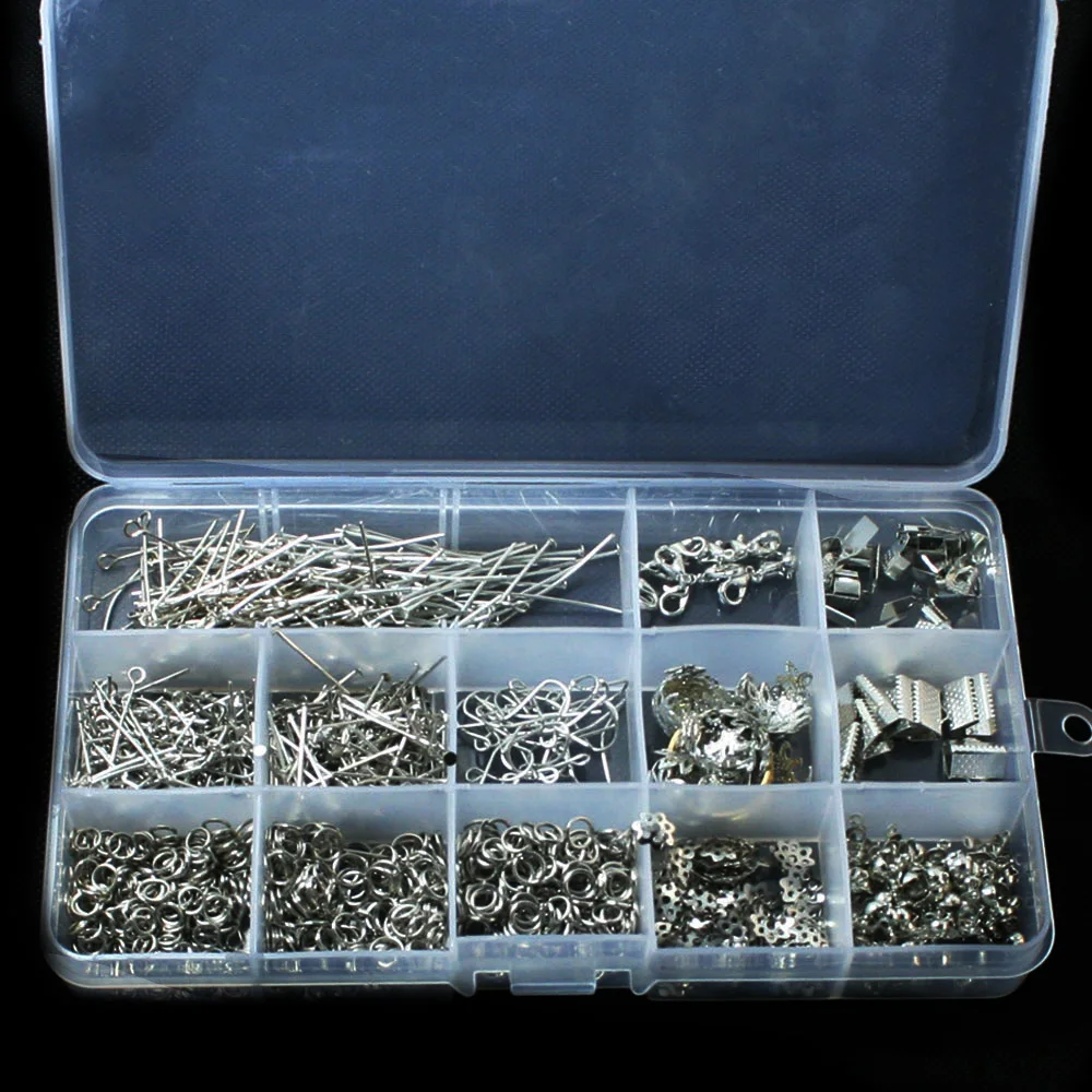 

1 Set Silver Plated Pin/Jump Rings/Lobster Clasp Hooks/Ends Fastener Clasps Jewelry Findings Making Necklace Bracelet