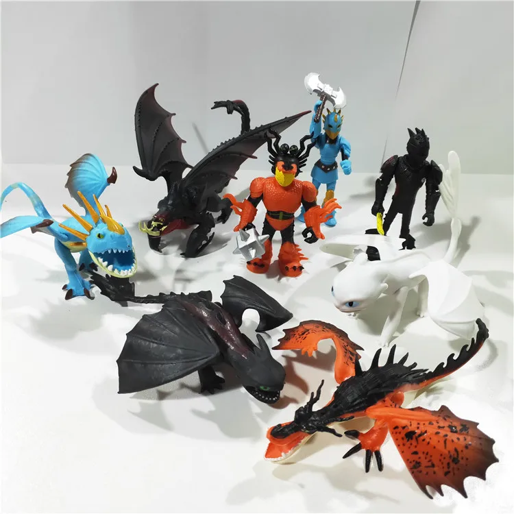 

New 8 Pieces/Lot How to Train Your Dragon 3 Toothless Light Fury Night Fury Action figure White Dragon Toys Children's gift