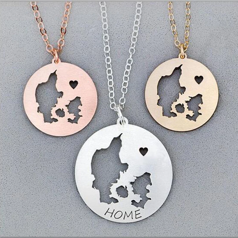 

2018 New Arrival Europe Jewelry Map Charm Necklace Custom Any Words Gift European Accept Drop Shipping YP6027