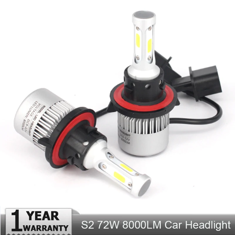 

Muxall 2PCs S2 H7 H4 LED Bulb Car Headlight H11 H1 H13 H3 H27 9005/HB3 9006/HB4 9007 Hi-Lo Beam 72W 8000LM Auto Headlamp LEDs