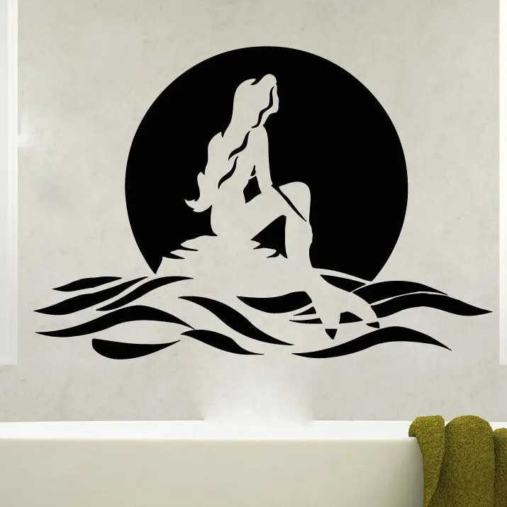 

Home Decor Removable Vinyl Mermaid Wall Sticker Bathroom Decoration Sea Ocean Style Wall Decals Baby Nursery Room Decor AY770