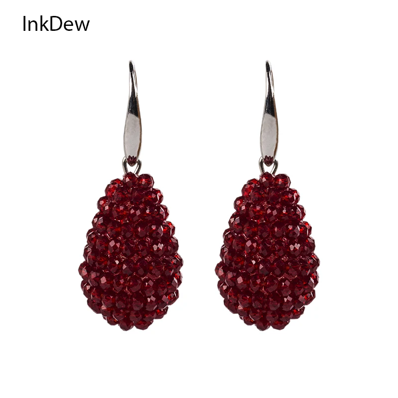 

INKDEW Water Drop Shape Big Earrings Long Earrings Beaded Handmade Threading Crystal Drop Earrings for Women Gift oorbellen
