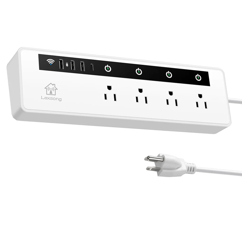 Умный удлинитель с Wi Fi пультом дистанционного управления 4AC + 3USB порта зарядное