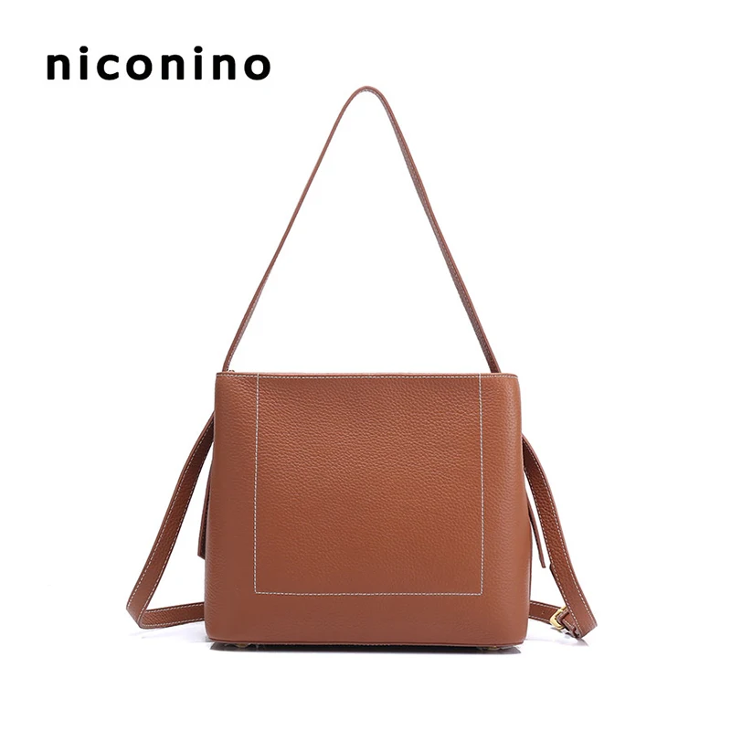 

100% Genuine Leather Women's Handbag First Layer Cow Leather long Handel Messenger Shoulder Bag