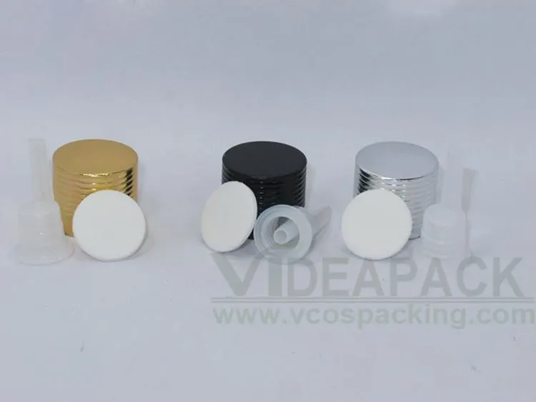 Tampa do Frasco Tampa de Garrafa de Óleo Tampa de Alumínio Tampa de Rosca Padrão Essencial Preto Prata Ouro 100pcs18mm - 2 tampa de alumínio tampa de rosca
