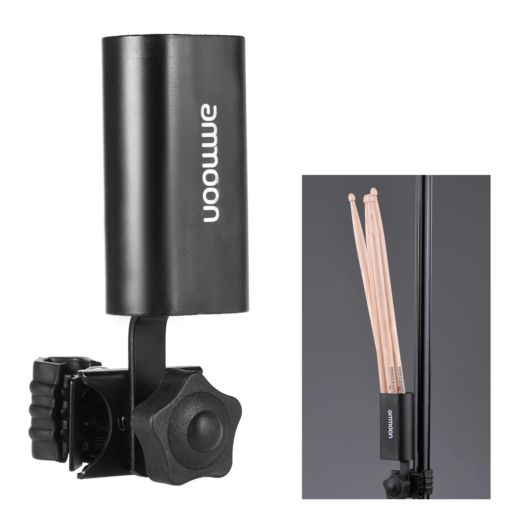 

ammoon Clip-on Drumsticks Container Adjustable Clamps Drum Stick Holder Keeper Box Case Metal Black