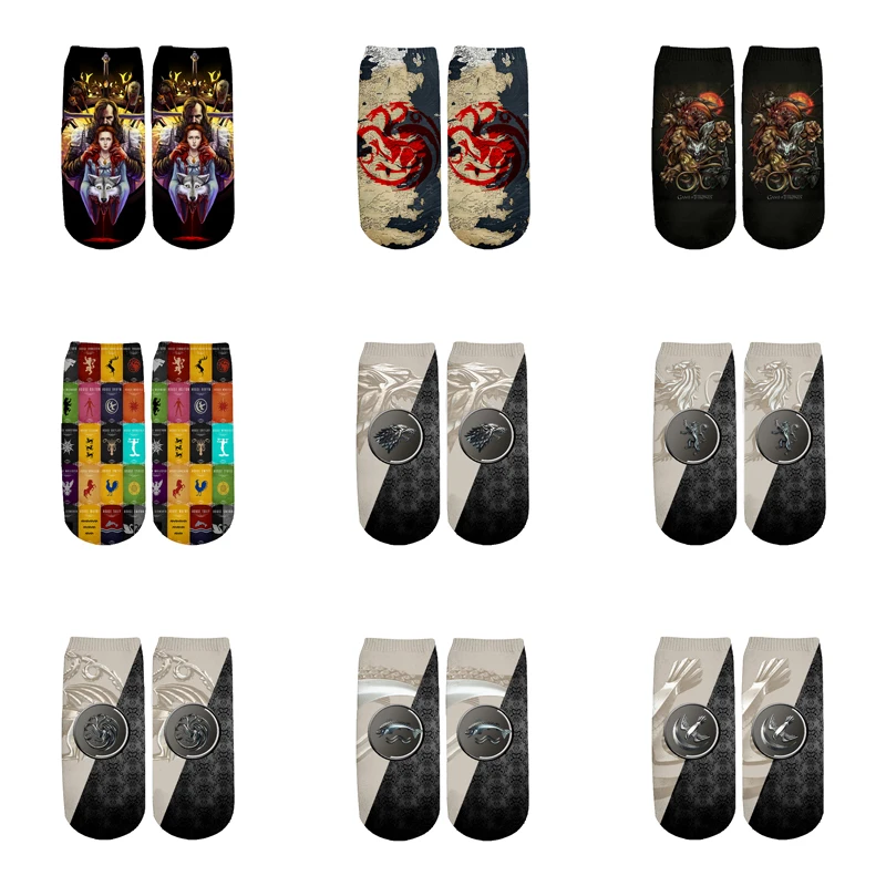 PLstar Cosmos Game of Thrones socks Summer Fashion 3D Cotton Socks Colorful Warm Short Ankle Socks high quality-2