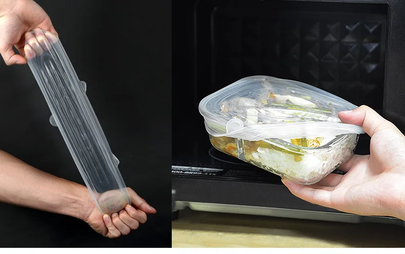 6 комплектов Силиконовой Крышки для сохранения свежести, круглая Квадратная Крышка для емкостей, многоразовая пластиковая пленка для холодильника, кухонная Крышка для сохранения свежести