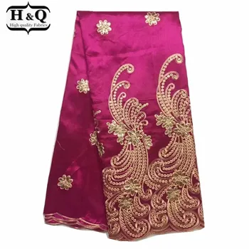 

Hot 5 Yards African George Lace Fabric,High Quality Plum Color George Silks Lace Embroidered And Sequins For Sewing Dress/Party