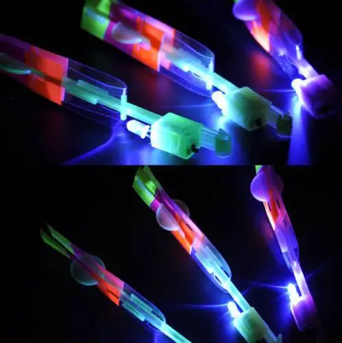 50pcs led light flying sling helicopter rocket arrow flyer boomerang led flyer helicopter