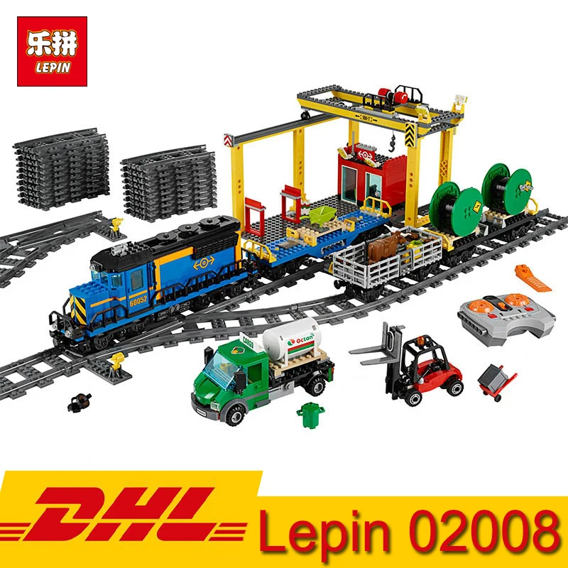 

Lepin City Series the RC Electric Freight Train Cargo 02008 02009 02039 Building Blocks Rail Train Compatible LegoINGs Kid Toys