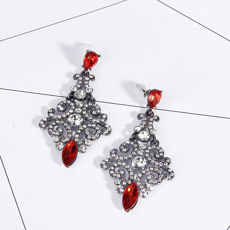 

LUBOV Multi-Color Crystal Drop Earrings Hollow Out Metal Alloy Pendant Dangle Earrings For Women Gift Jewelry 2019 New Arrival