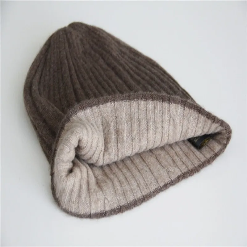 

2018 new fashion double sided color 100%goat cashmere hats caps thicken beanies for unisex EU/M(56-58cm)