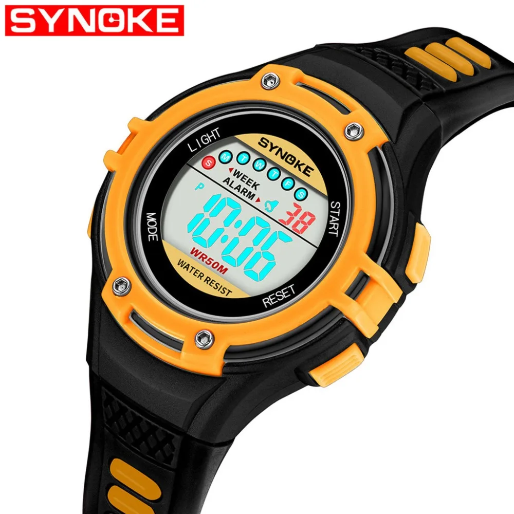 SYNOKE брендовые Детские часы студенческие спортивные многофункциональные ночной Световой будильник водонепроницаемые электронные светящиеся часы relogio masculin