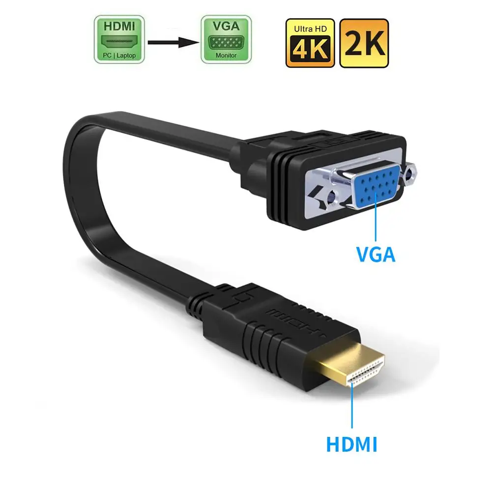 Адаптер hdmi-vga адаптер штыревой HDMI на VGA HD-15 Женский конвертер Поддержка 1080 P Full HD с