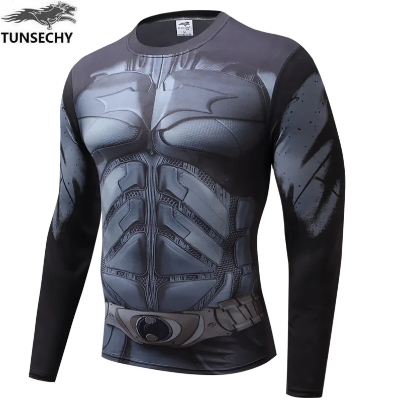 

Compression Shirt Batman VS Superman 3D Printed T-shirts Men Raglan Long Sleeve Cosplay Costume Fit Clothing Fitness Tops Male