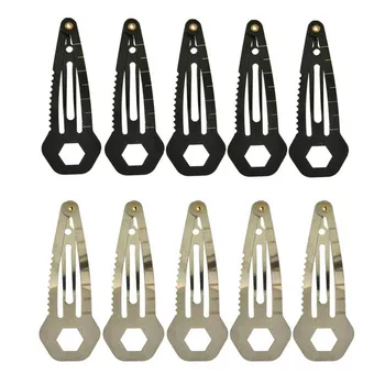 

(10/ pack) Stainless Steel Tactical Hair Clip Multitool Cutter Wrench Opener Ruler Screwdriver Hairpin mini EDC Survival Tool