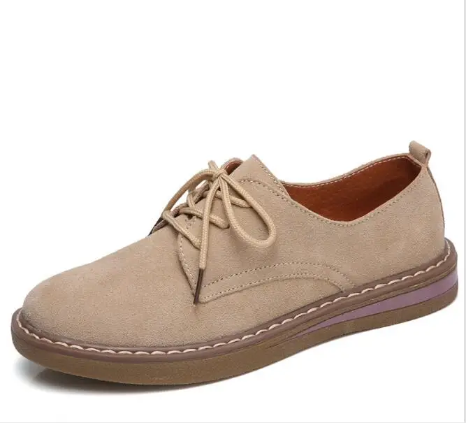 New Genuine Leather Women Flat Shoes Lace up Autumn Sneakers Oxford Shoes Female Moccasins Casual Flat retro women shoes