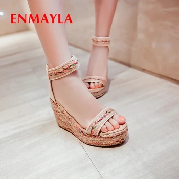 

ENMAYLA 2019 New Fashion Wedges Shoes for Women Gladiator Casual High Heels Sandals Women Mixed Colors Fashion Size 34-43 LY2468