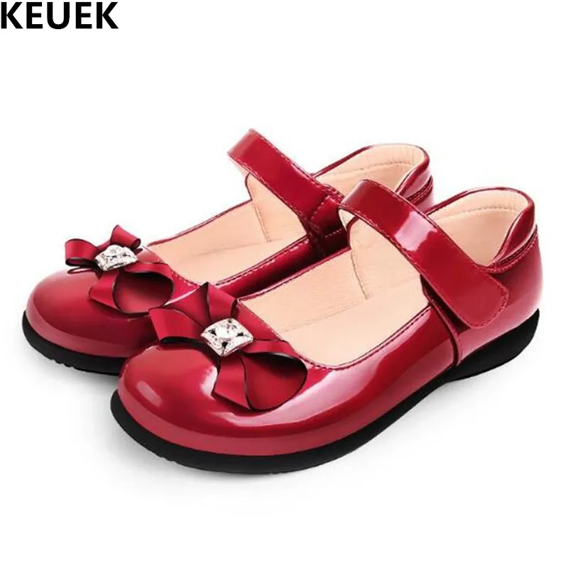 New Girls Leather Shoes Black Spring/Autumn Children Student Dance