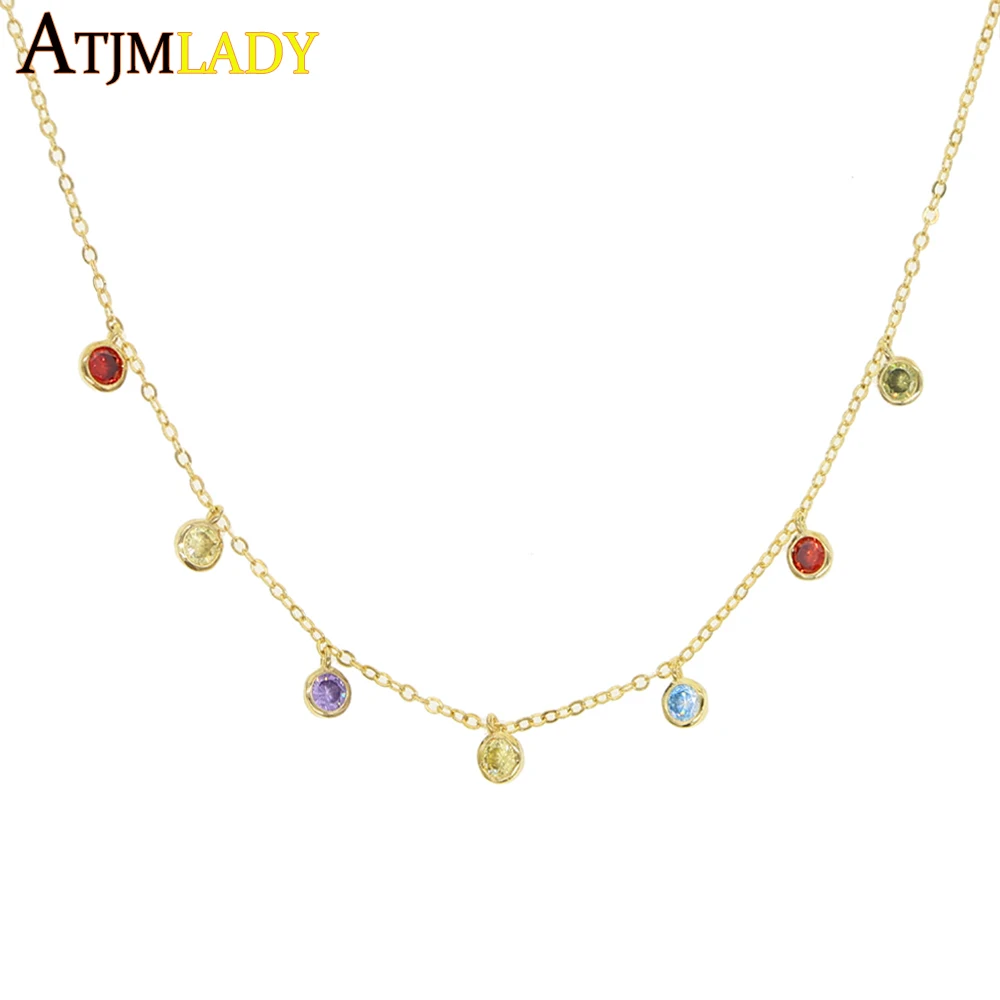 

Kolye Overwatch 2018 New Aaa Sparking Cz Dots 7 Charms Link Chainthin Pendant Necklace Women Jewelry Colours Tear Drop Chocker