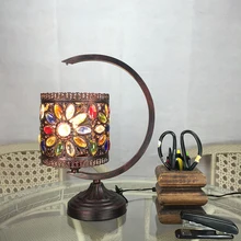 Crystal Bohemia лампа ретро настольные лампы юго Средиземноморский теплая спальня лампа пастырской Континентальный Железный бронза Настольные лампы