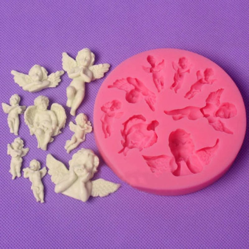 8 Angel Baby Silicone Cookie Cutter Fondant Cake Decor Marzipan Mould Color Random