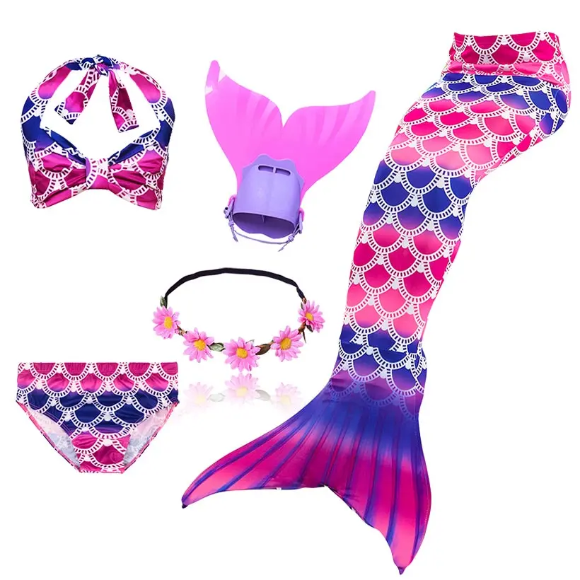 Женский детский костюм «русалочка», купальный костюм- бикини, хвост русалки, диадема, моноласт, для девочек