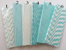25pcs Light Blue Pink Paper Straws for Baby Shower Wedding Party Kids Birthday Party Decoration Supplies