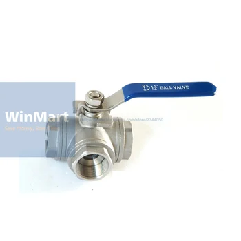

1PC 304 Stainless Steel DN15 1/2" BSP Female Thread 3 Way T Port Ball Valve oil water air 229 PSI