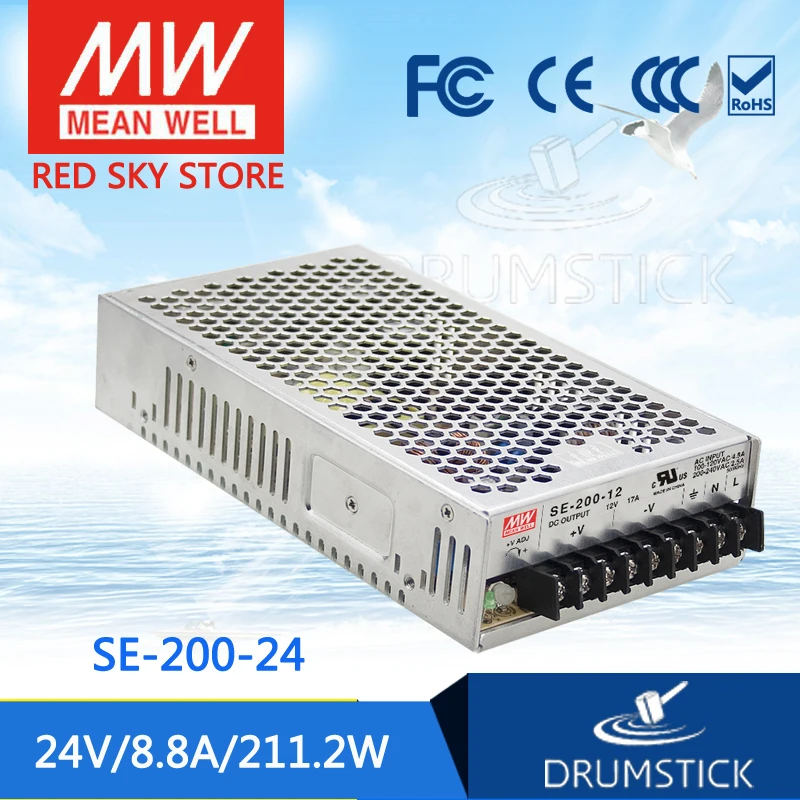 

[BS5B2] Selling Hot! MEAN WELL original SE-200-24 24V 8.8A meanwell SE-200 24V 211.2W Single Output Switching Power Supply