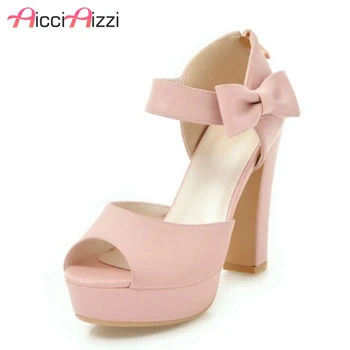 

ZALAVOR Size 32-43 Fashion Platform Sandals Women Bowknot Zipper High Heels Summer Shoes Women Office Lady Party Footwear