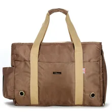 Коричневый 1680D двойная нейлоновая сумка для собак, дорожная сумка для питомцев, переносная сумка для кошек, Мягкая двусторонняя сумка-тоут с флисовыми накладками для маленьких домашних животных