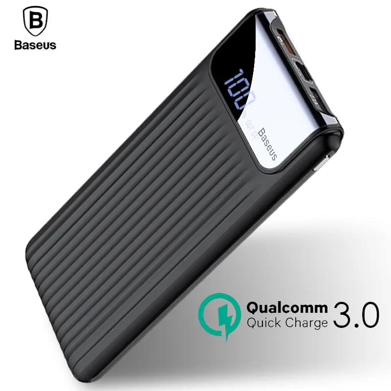 Baseus Power Bank Quick Charge 3.0 10000mAh Dual USB LCD Powerbank External Battery Charger For Mobile Phones Tablets Powerbank