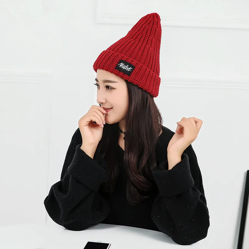 

2016 Women Autumn Winter Hats Elastic Knitted Wool Cotton Gorro Solid Beanies Cap High-end Cute Casual Hats WWD02