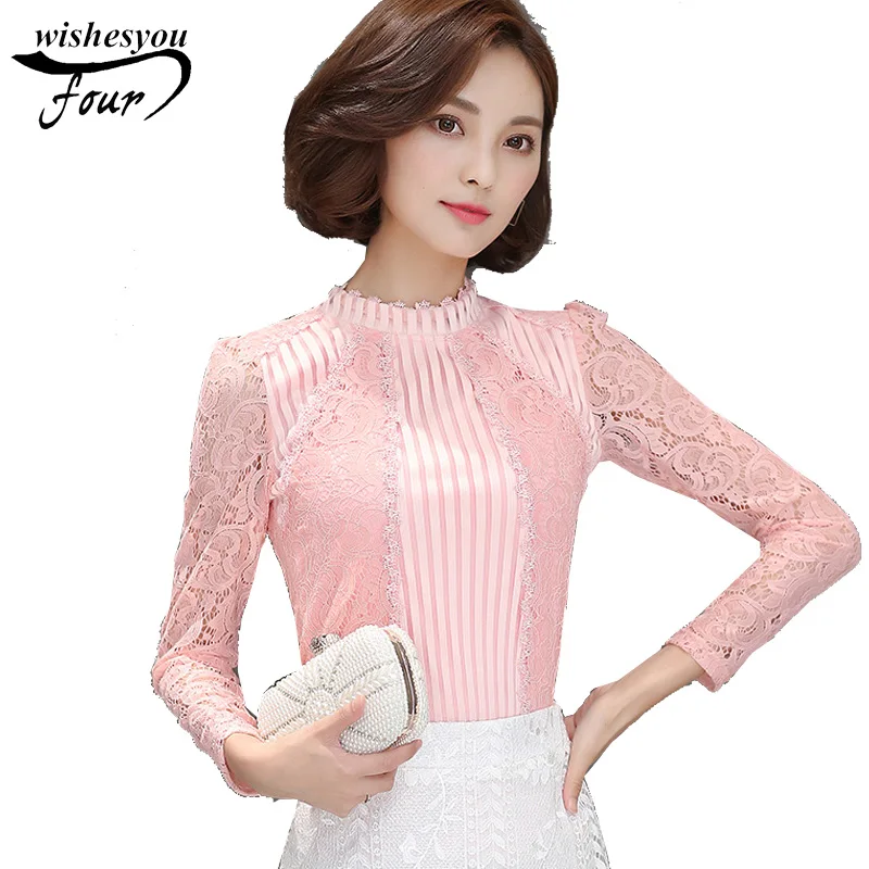 

2017 new arrival autumn blouse women ace shirt female long sleeved blousas female flower hollow fashion tops c979 30