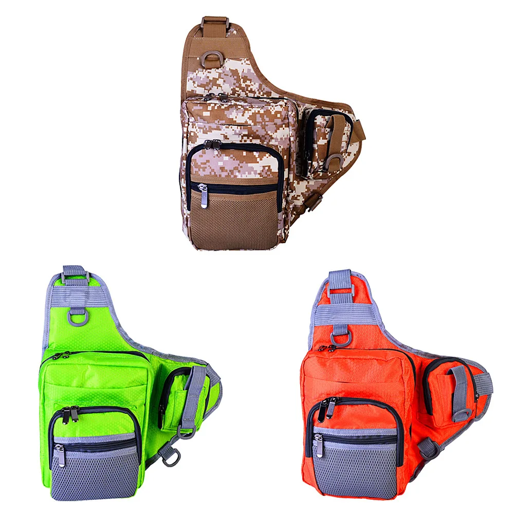 Fishing Bag Canvas Carp Fishing Reel Lure Tackle Bag Green/Orange 18*39*12CM Multifunction Waterproof Shoulder Gear