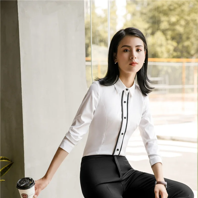 2022 Spring Fall Long Sleeve Blouses & Shirts For Women Business Work Wear Ladies Female Tops Clothes Casual Blouse OL Styles