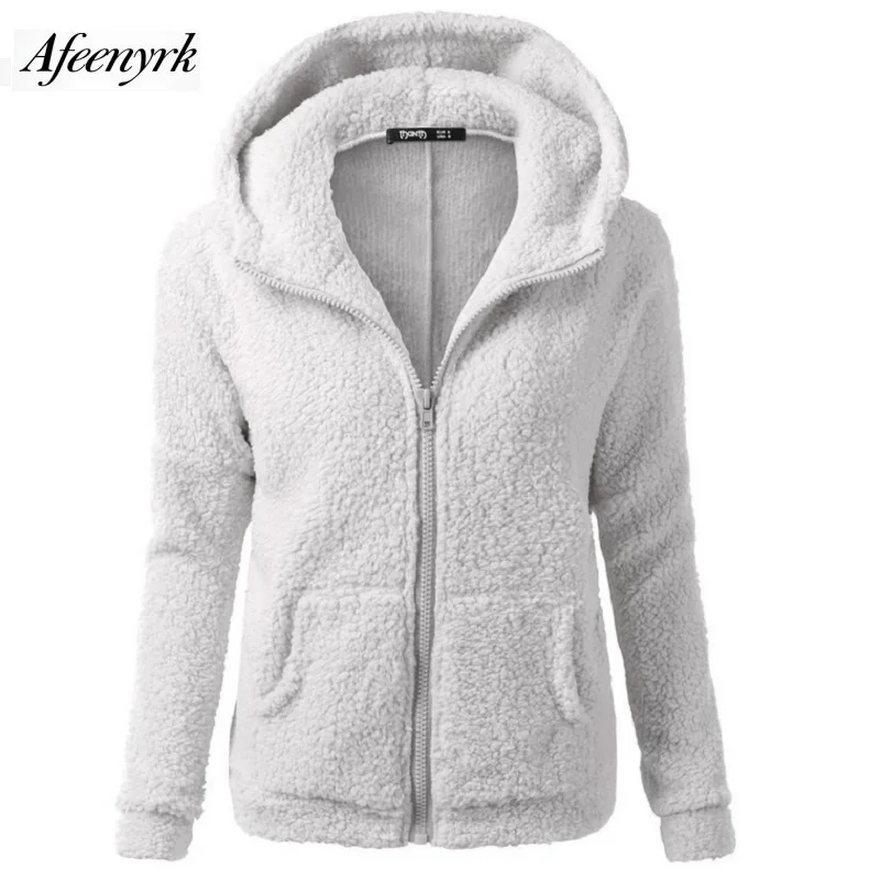 Женская толстовка с капюшоном AFEENYRK флисовая на молнии капюшоном|fleece coat|women