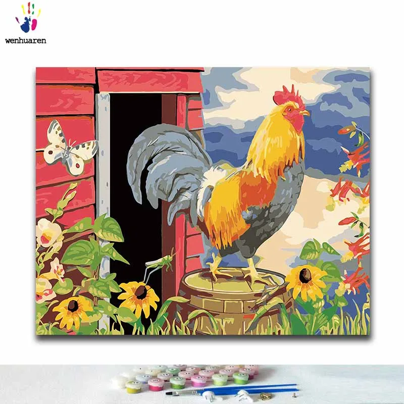 

DIY Coloring paint by numbers Colored animals paintings by numbers with kits 40x50 framed