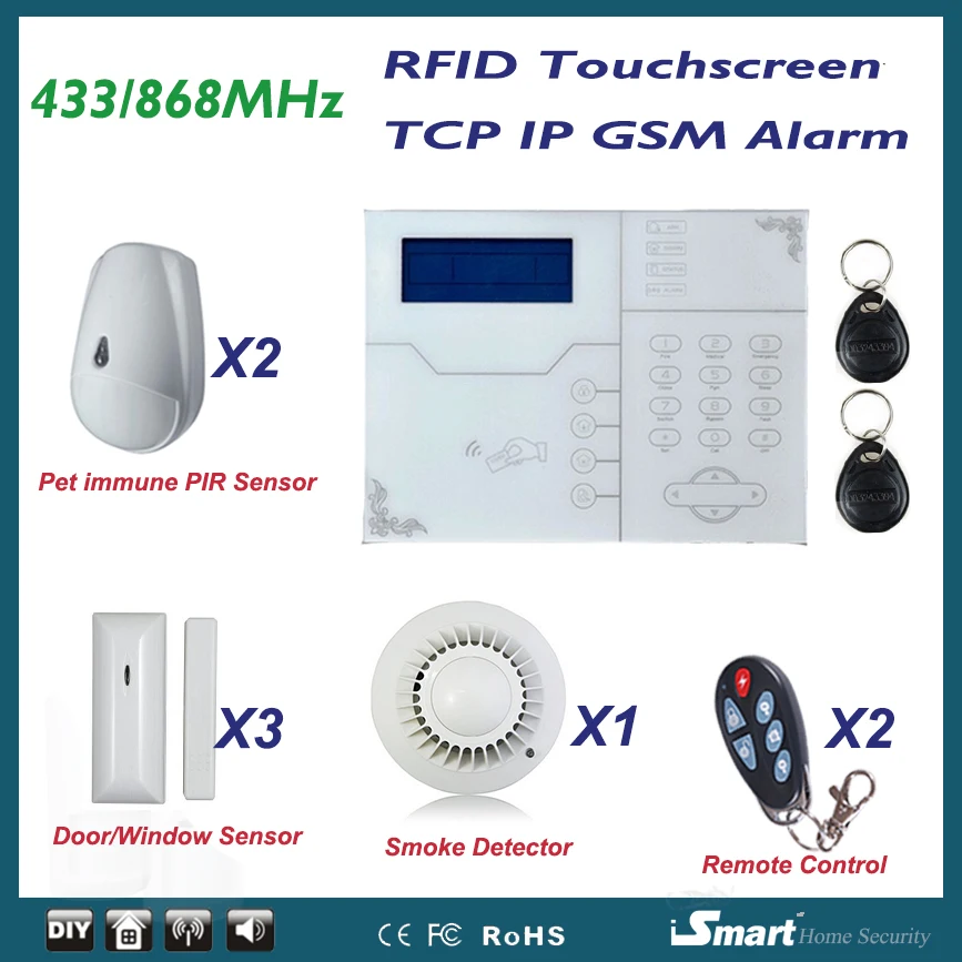 Дома alarma Maison сенсорный экран клавиатуры rfid магнитная tcp/ip сети GSM сигнализация