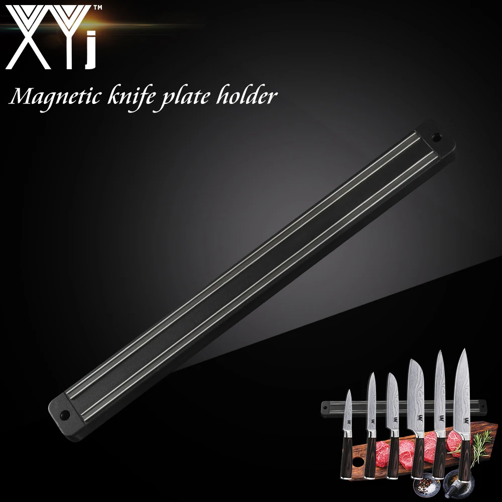 

XYj New Stainless Steel Magnetic Knife Block Wall Mount Black ABS Metal Knife For Plastic Block Magnet Knife Tool Holder Stand