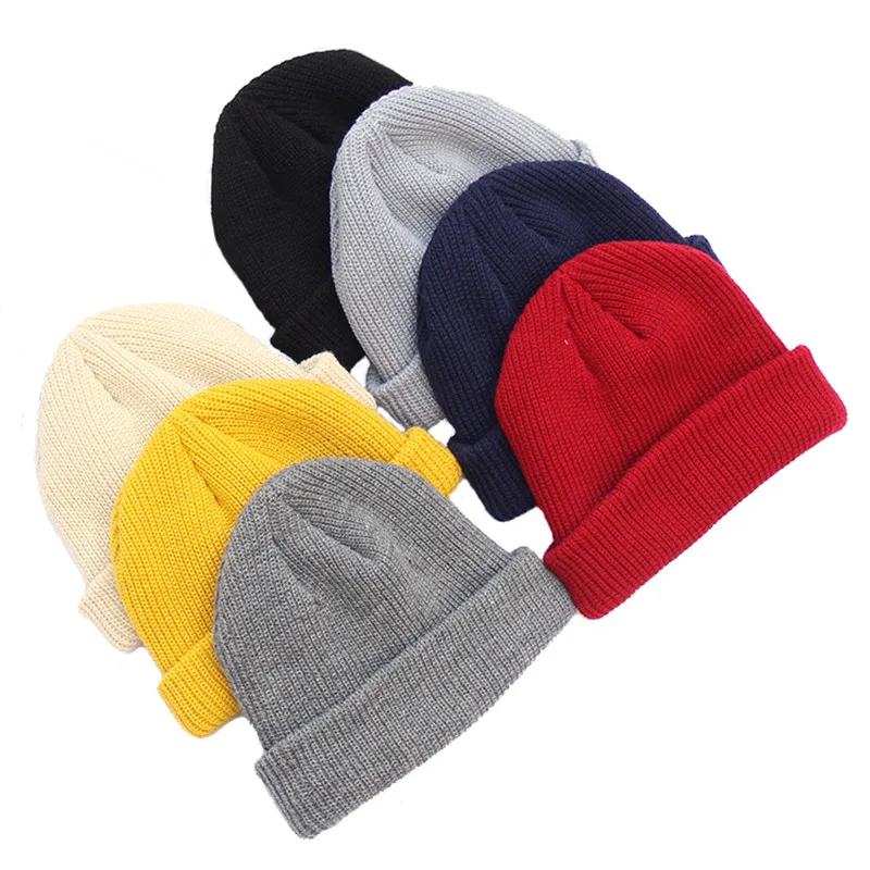 

Winter Knitted Cap Unisex Solid Color Hip Hop Skullies Beanie Warm Hat Beanies Winter Gorros for Female Warm Skullies Touca