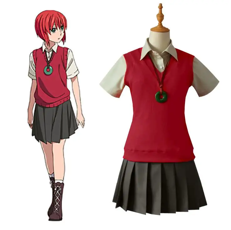 

Japaness Anime Mahoutsukai no Yome Cosplay Dress Hatori Tomoyo School Uniform The Ancient Magus Bride Full Set cosplay costume