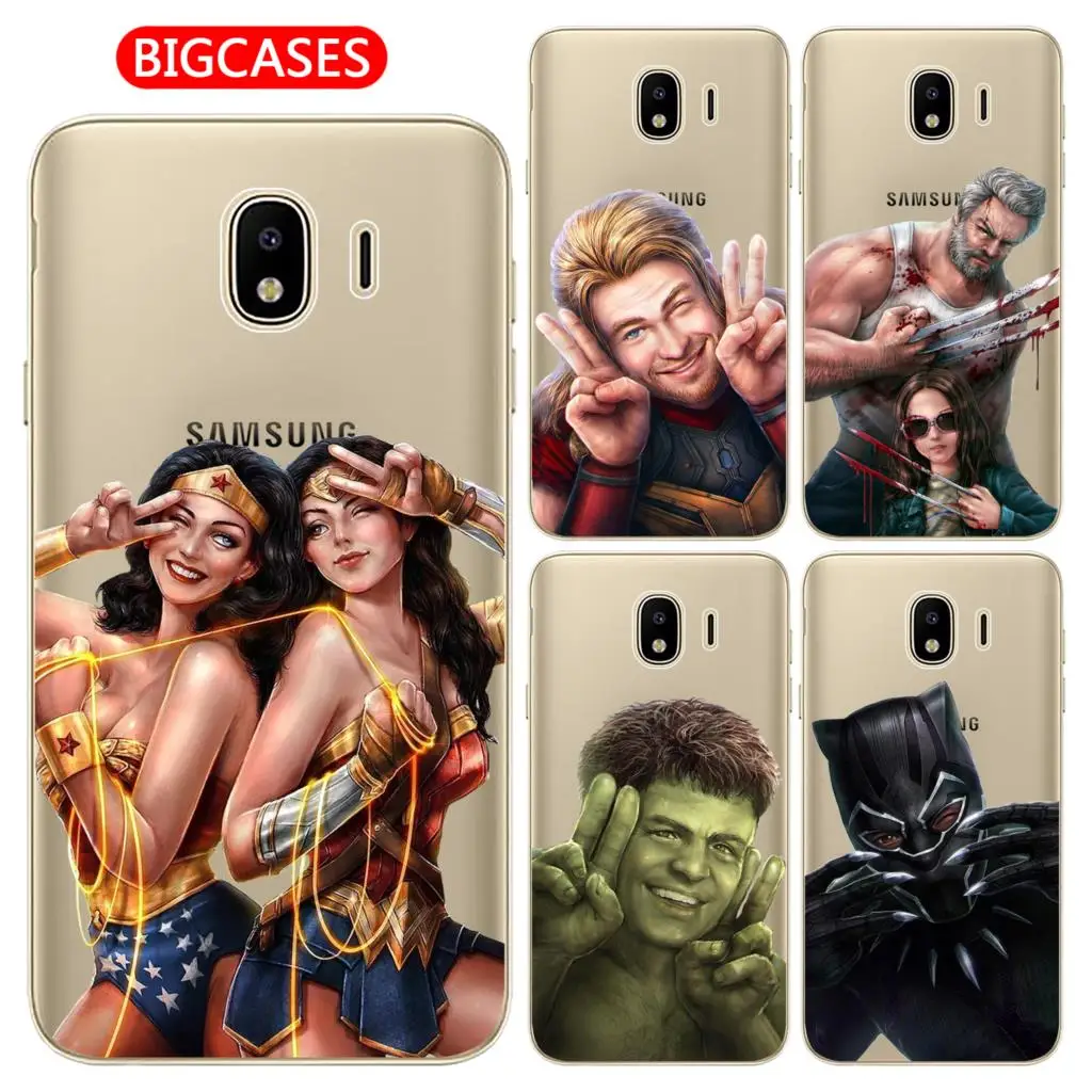For Samsung Galaxy J4 2018 Case Cover EU 5.5&quot J400 J400F Soft TPU Silicone Cute Iron Man Spiderman Wolverine Painted Phone |
