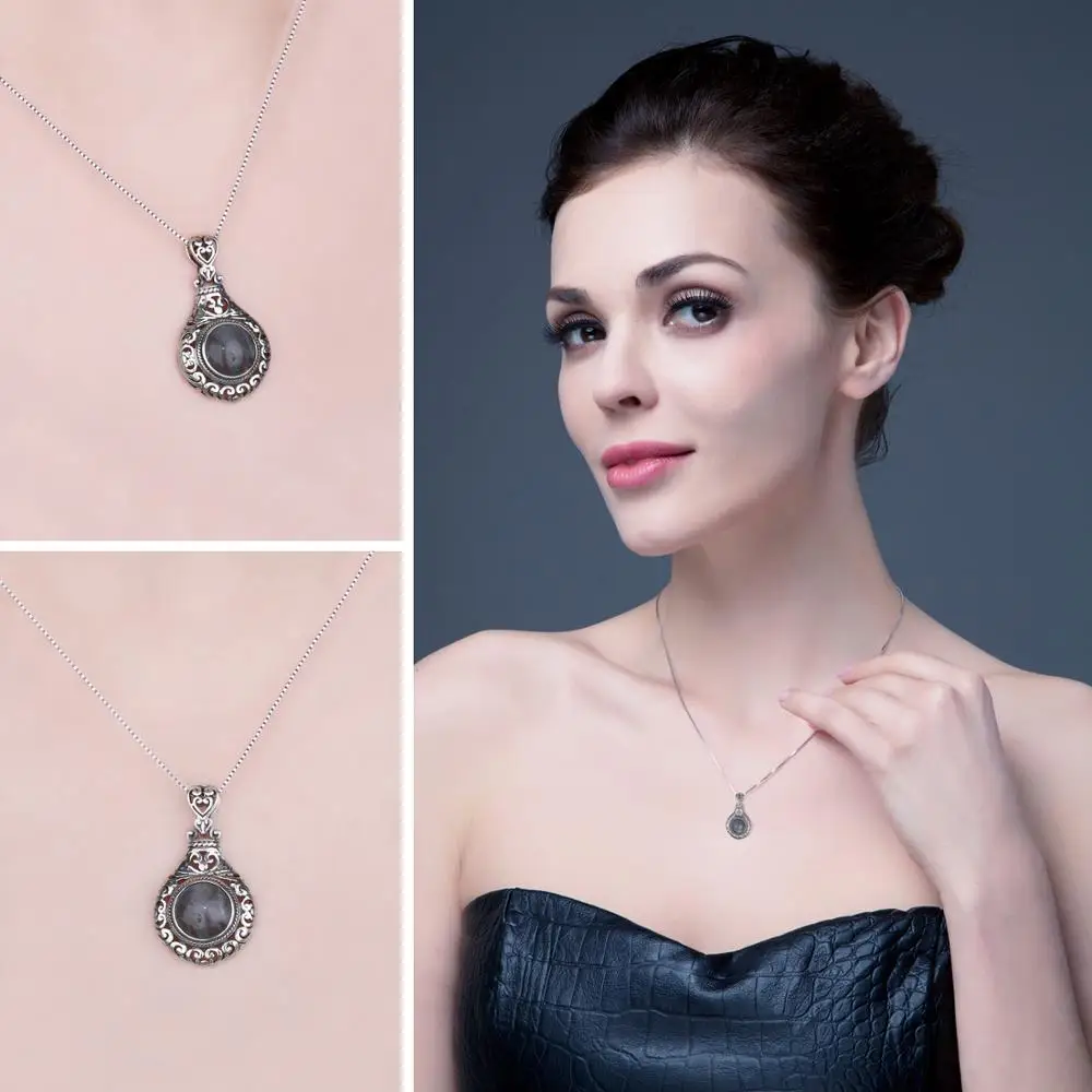 Silver Palace 925 Sterling Silver Natural Labradorite Pendants for Women and Girls