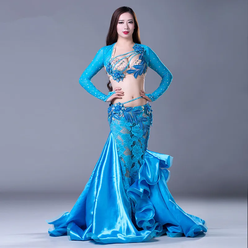 Костюм для танца живота Bellydance костюм с алмазной вышивкой бюстгальтер пояс шарф