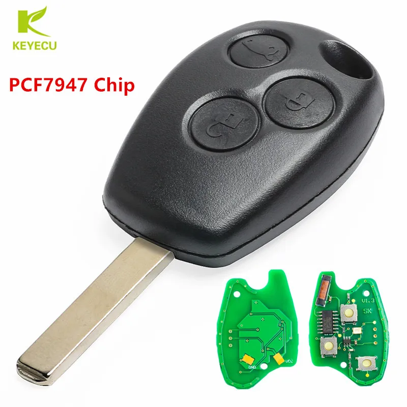 Запасной дистанционный ключ KEYECU с 3 кнопками 433 МГц чип PCF7947 для Renault Clio 3|Ключ от