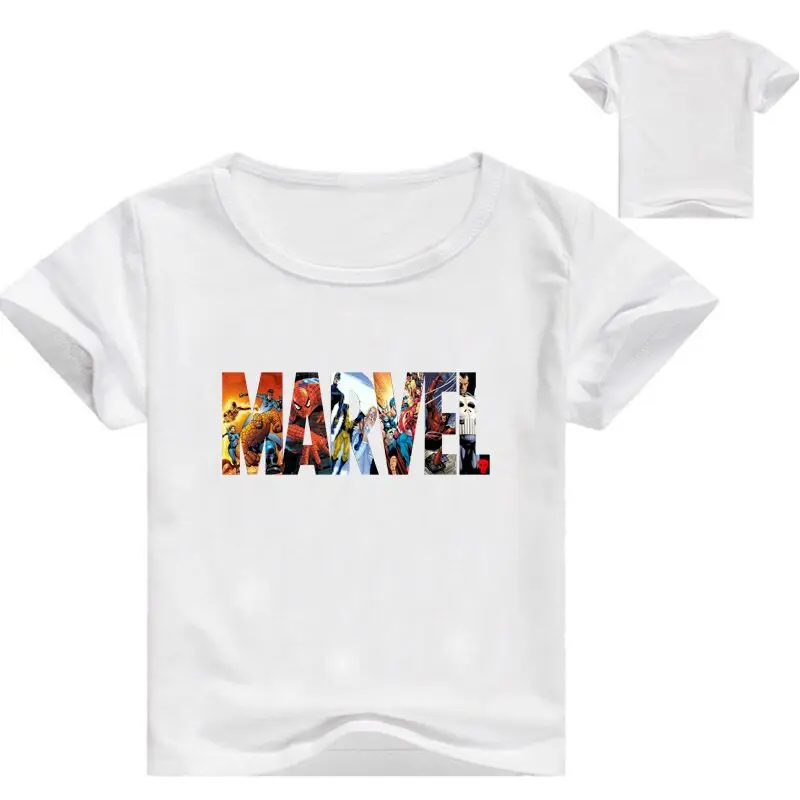 Marvel Человек-паук, Забавная детская футболка с мультяшным принтом летняя хлопковая футболка с короткими рукавами для маленьких девочек повседневная одежда для мальчиков, ew34